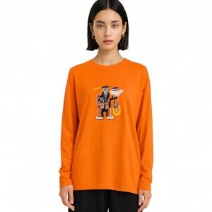 Vintage Malarkey‎ Women Halloween Long Sleeve Embroidered Shirt Frankenstein Boo